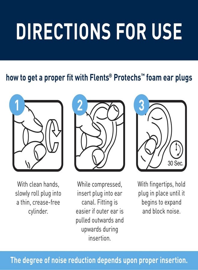 Flents Protechs Foam Ear Plugs for Sleeping, Snoring, Traveling, Concerts, Construction & Studying, Ultra Soft & Comfortable, Black, 10 Pairs, NRR 32 Hearing Protection for Loud Noise - Image 4
